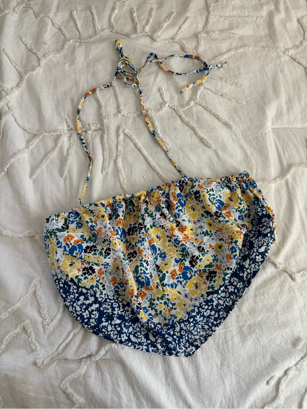 Sienna Sky Floral Halter Crop Top in Navy, Yellow, Green